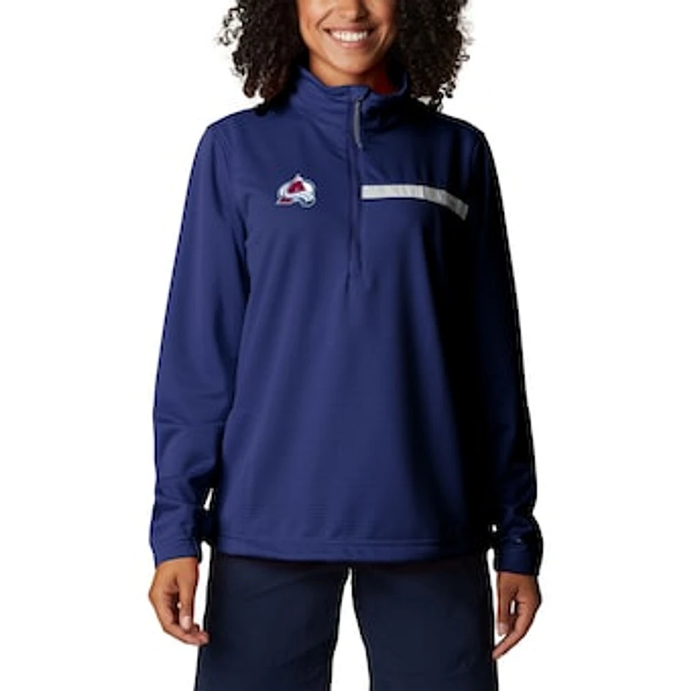 Women's Columbia Navy Colorado Avalanche Skiff Guide Fleece Omni-Shade Quarter-Zip Jacket