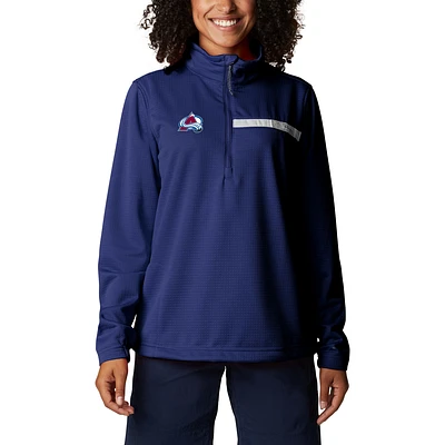 Women's Columbia Navy Colorado Avalanche Skiff Guide Fleece Omni-Shade Quarter-Zip Jacket