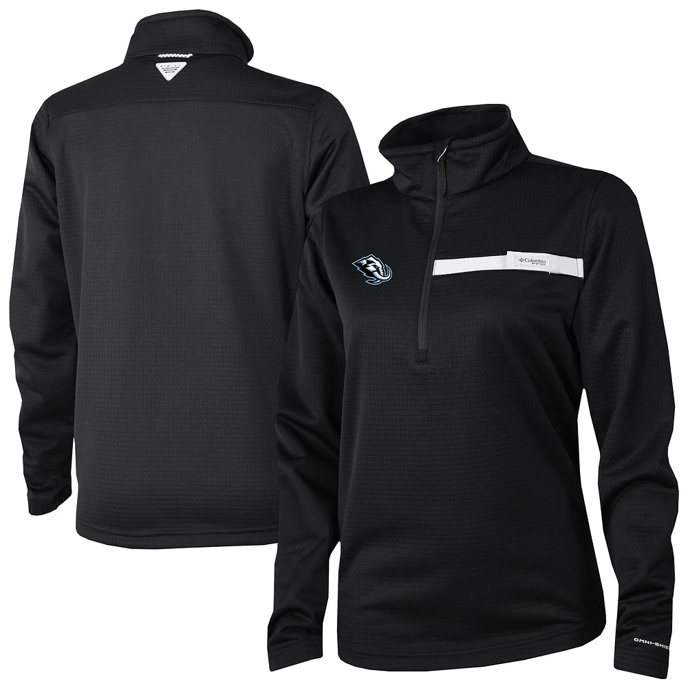Women's Columbia Black Utah Hockey Club Skiff Guide Fleece Omni-Shade Quarter-Zip Jacket