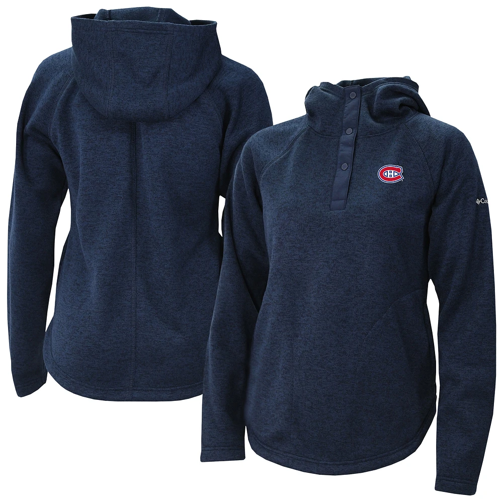 Women's Columbia Navy Montreal Canadiens Sweater Weather Quarter-Snap Hoodie