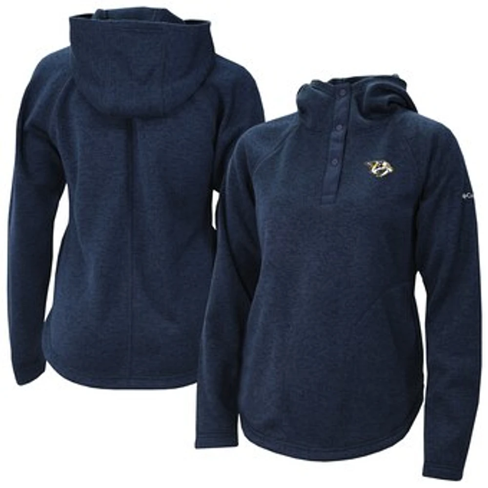 Women's Columbia Navy Nashville Predators Sweater Weather Quarter-Snap Hoodie