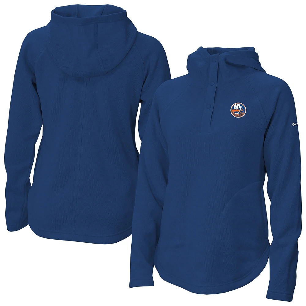 Women's Columbia Royal New York Islanders Sweater Weather Quarter-Snap Hoodie