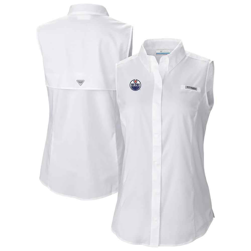 Women's Columbia Edmonton Oilers Tamiami Omni-Shade Sleeveless Button-Up Shirt