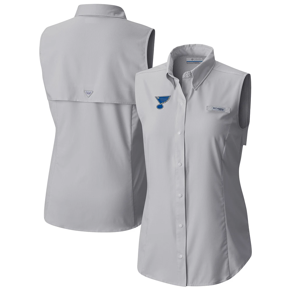 Women's Columbia St. Louis Blues Tamiami Omni-Shade Sleeveless Button-Up Shirt