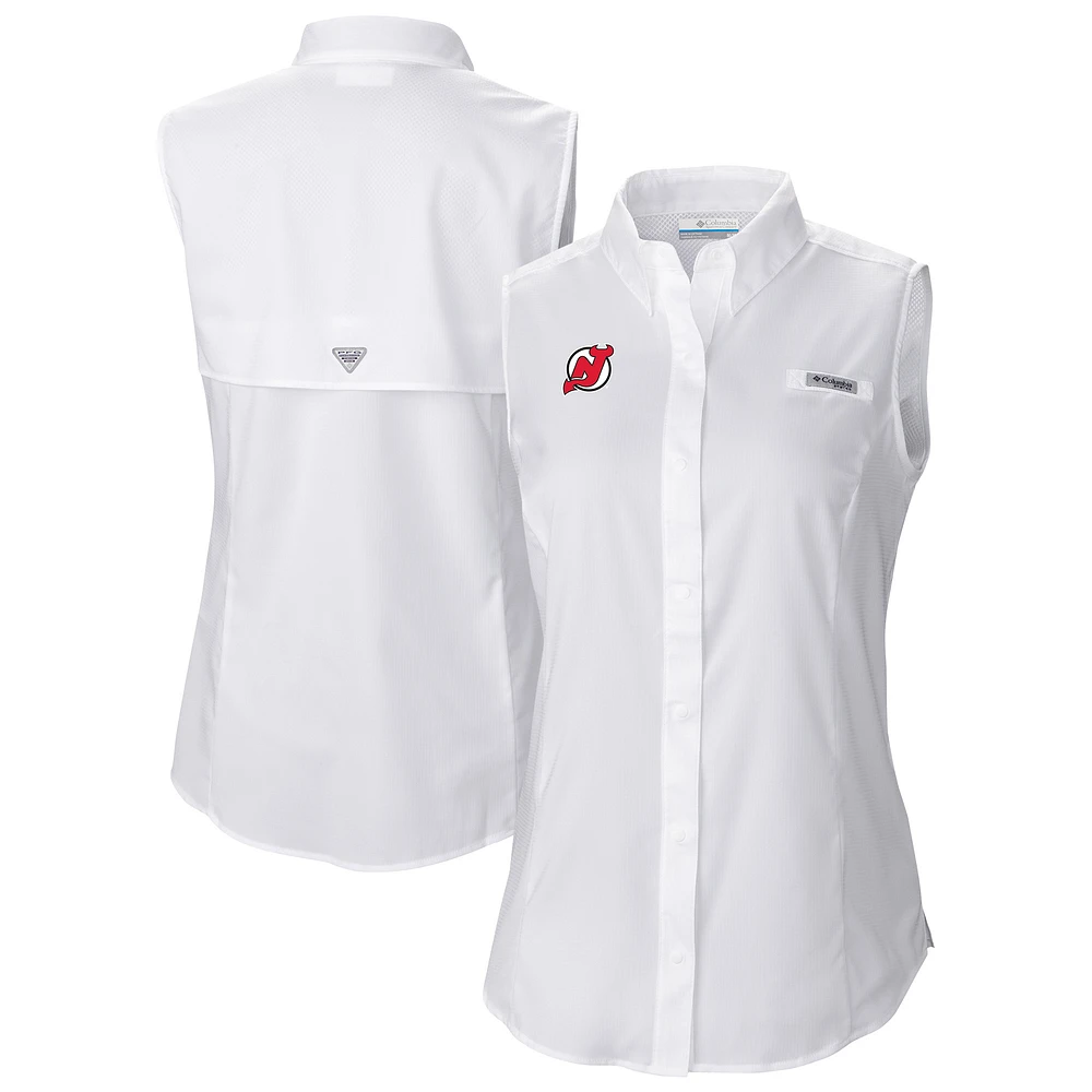 Women's Columbia New Jersey Devils Tamiami Omni-Shade Sleeveless Button-Up Shirt