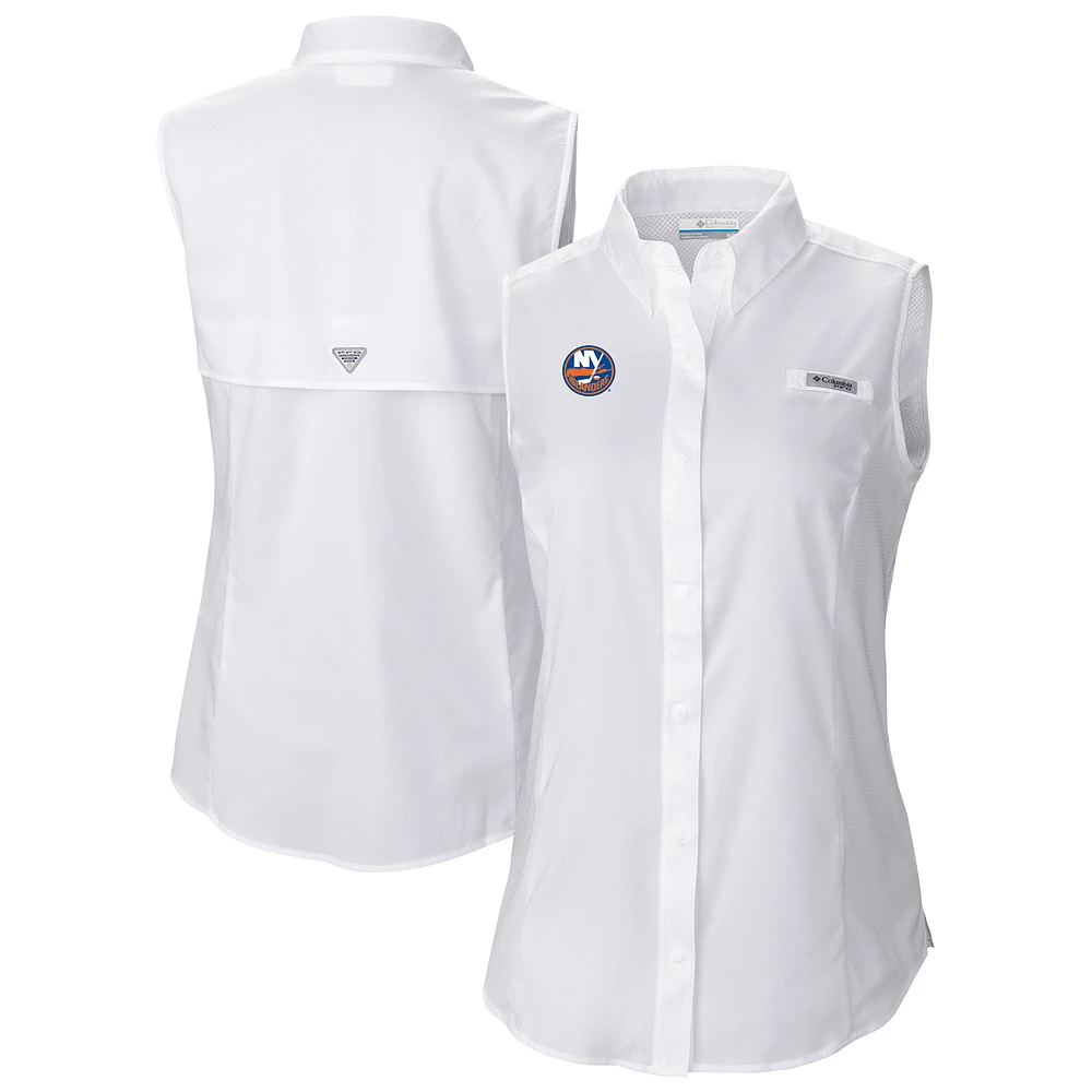 Women's Columbia New York Islanders Tamiami Omni-Shade Sleeveless Button-Up Shirt