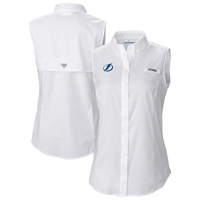 Women's Columbia Tampa Bay Lightning Tamiami Omni-Shade Sleeveless Button-Up Shirt