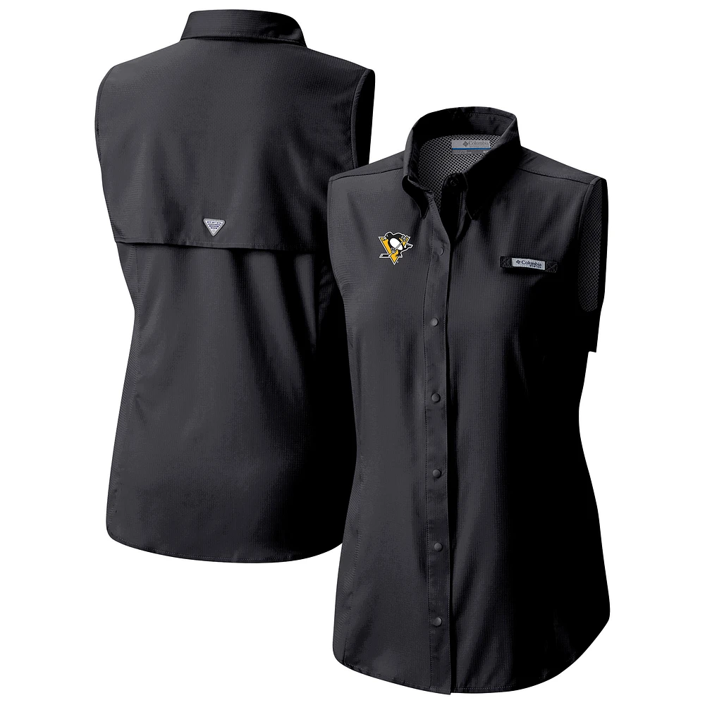 Women's Columbia Pittsburgh Penguins Tamiami Omni-Shade Sleeveless Button-Up Shirt