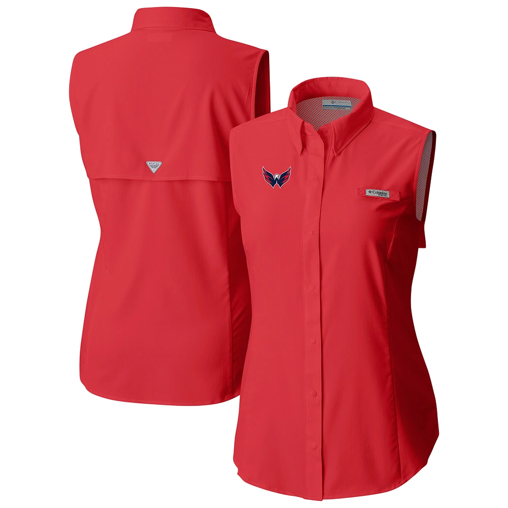 Women's Columbia Red Washington Capitals Tamiami Omni-Shade Sleeveless Button-Up Shirt