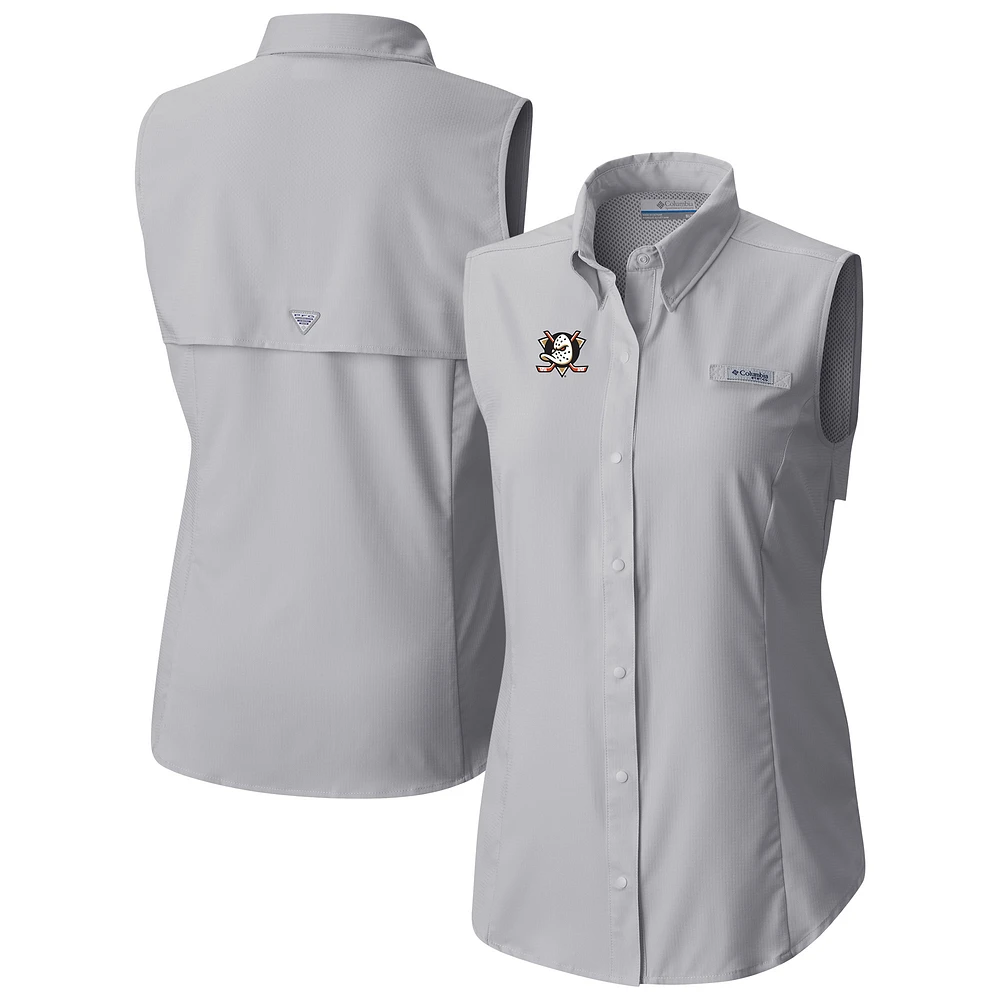 Women's Columbia Anaheim Ducks Tamiami Omni-Shade Sleeveless Button-Up Shirt