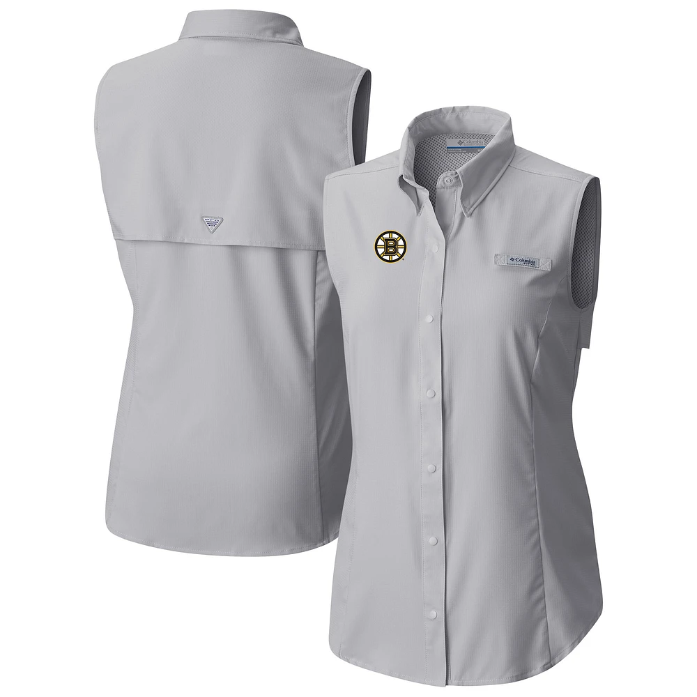 Women's Columbia Boston Bruins Tamiami Omni-Shade Sleeveless Button-Up Shirt