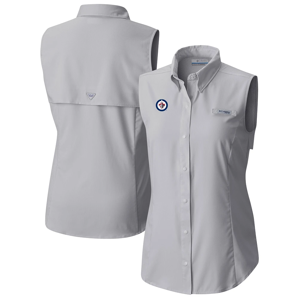 Women's Columbia Winnipeg Jets Tamiami Omni-Shade Sleeveless Button-Up Shirt
