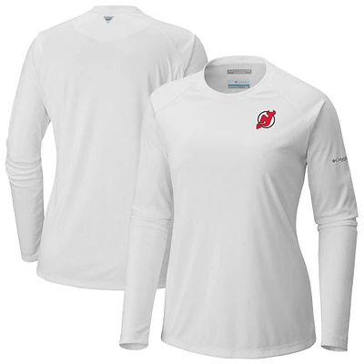 Women's Columbia New Jersey Devils Omni-Shade Tidal Tee II Raglan Long Sleeve T-Shirt