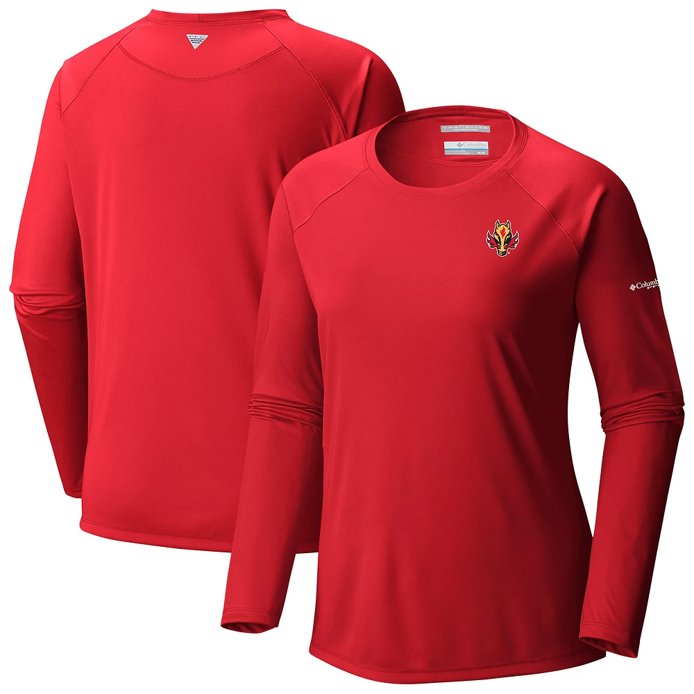 Women's Columbia Calgary Flames Omni-Shade Tidal Tee II Raglan Long Sleeve T-Shirt