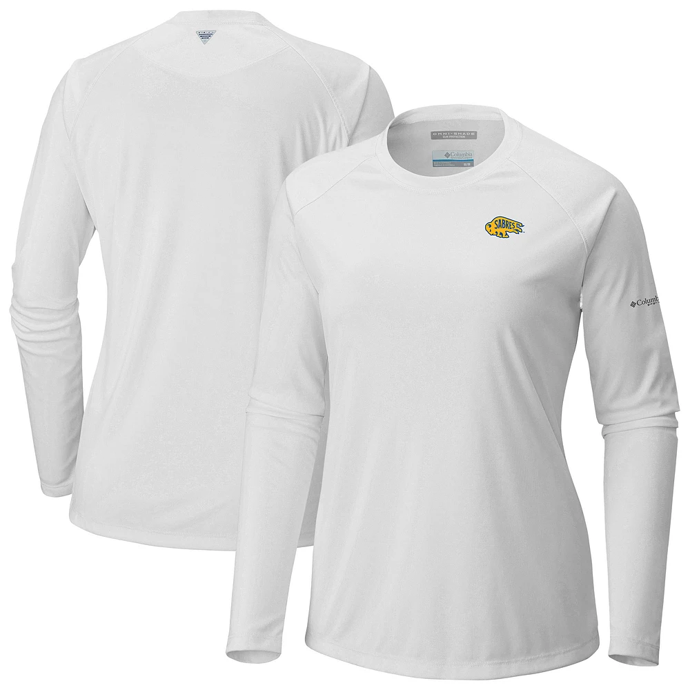 Women's Columbia White Buffalo Sabres Omni-Shade Tidal Tee II Raglan Long Sleeve T-Shirt