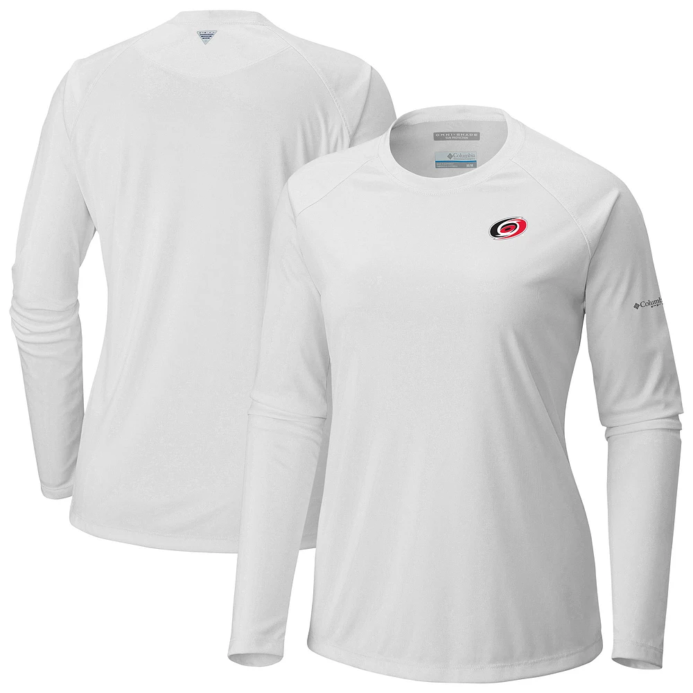 Women's Columbia Carolina Hurricanes Omni-Shade Tidal Tee II Raglan Long Sleeve T-Shirt