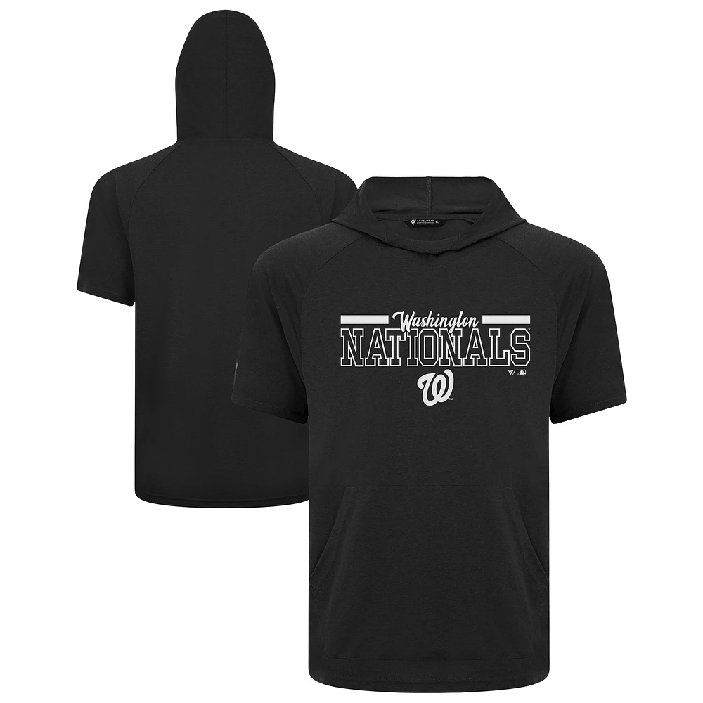 Men's Levelwear Black Washington Nationals Phase Vanguard Hoodie T-Shirt