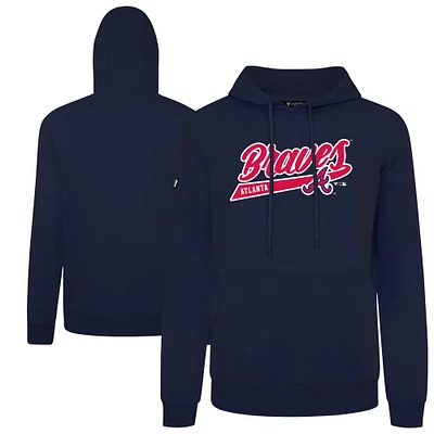 Men's Levelwear  Navy Atlanta Braves Podium Fleece Pullover Hoodie
