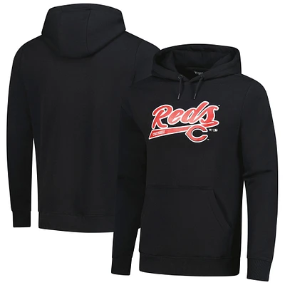 Men's Levelwear Black Cincinnati Reds Podium Fleece Pullover Hoodie