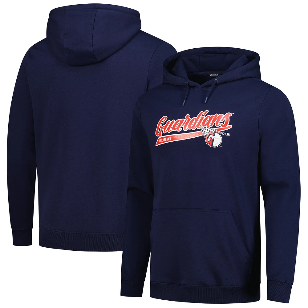 Men's Levelwear Navy Cleveland Guardians Podium Fleece Pullover Hoodie
