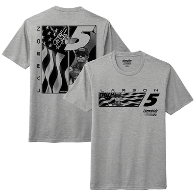 Men's Hendrick Motorsports Team Collection Heather Gray Kyle Larson Flag Tri-Blend T-Shirt
