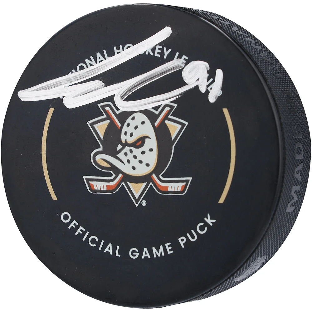 Leo Carlsson Anaheim Ducks Autographed Official Game Puck