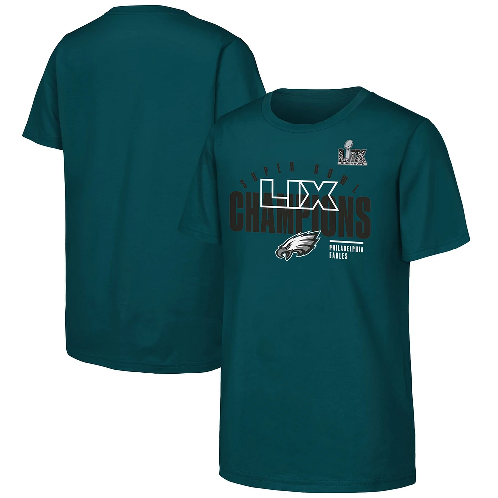 Youth Fanatics Midnight Green Philadelphia Eagles Super Bowl LIX Champions Iconic Victory T-Shirt
