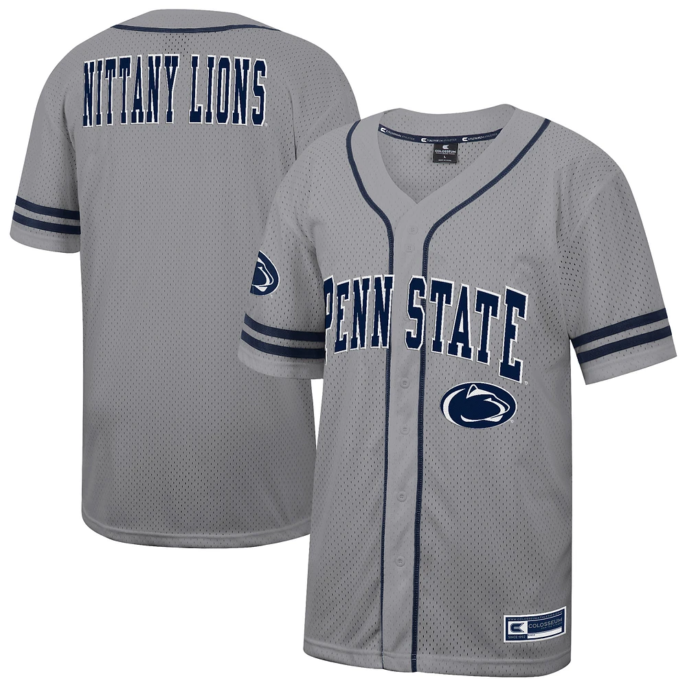 Men's Colosseum Gray Penn State Nittany Lions Free Spirited Baseball Jersey