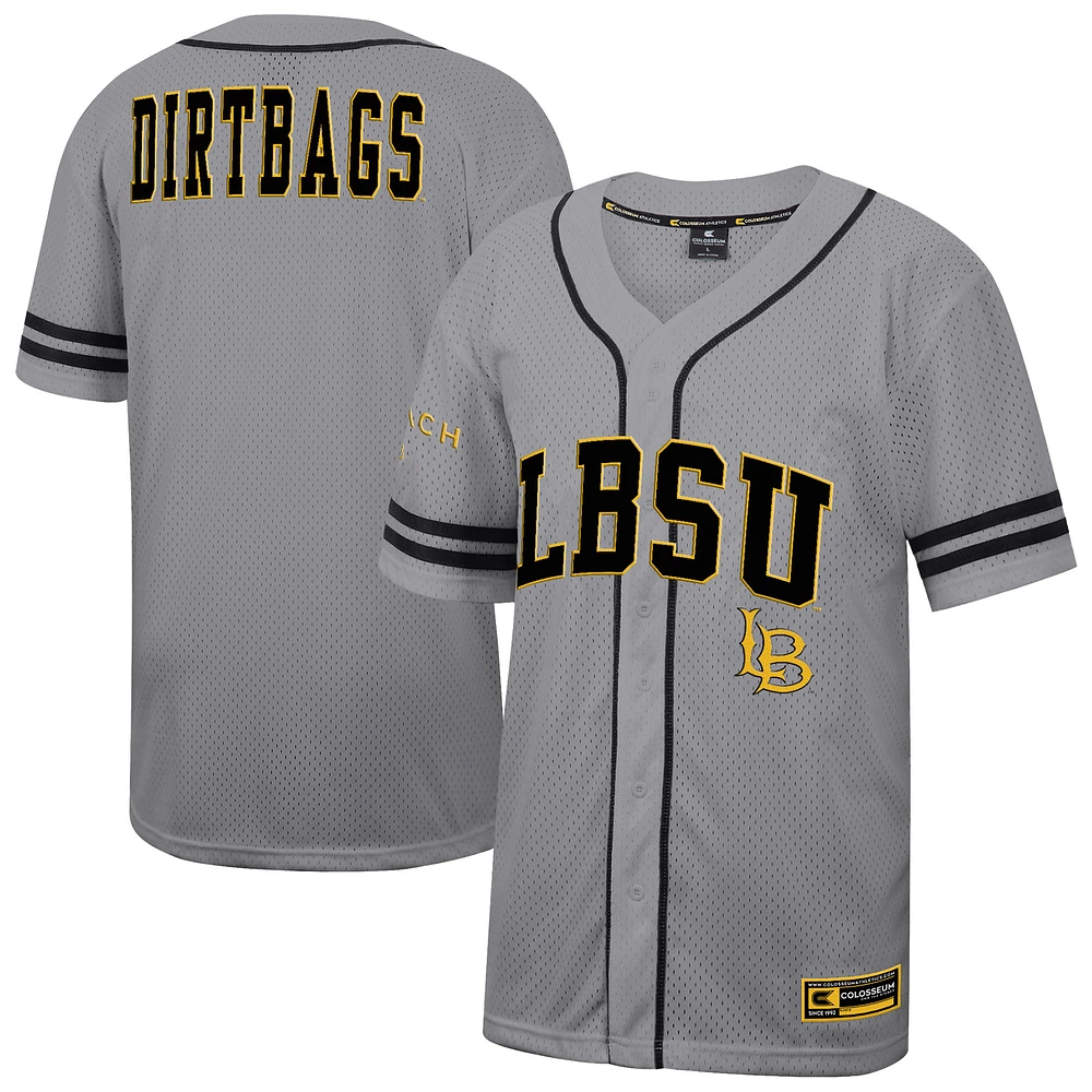 Men's Colosseum Gray Cal State Long Beach The Free Spirited Baseball Jersey