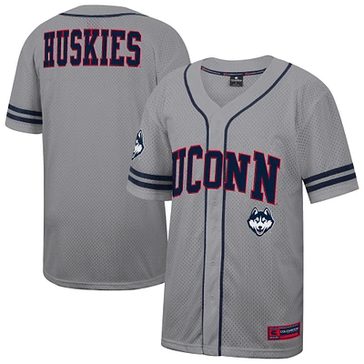 Men's Colosseum Gray UConn Huskies Free Spirited Baseball Jersey