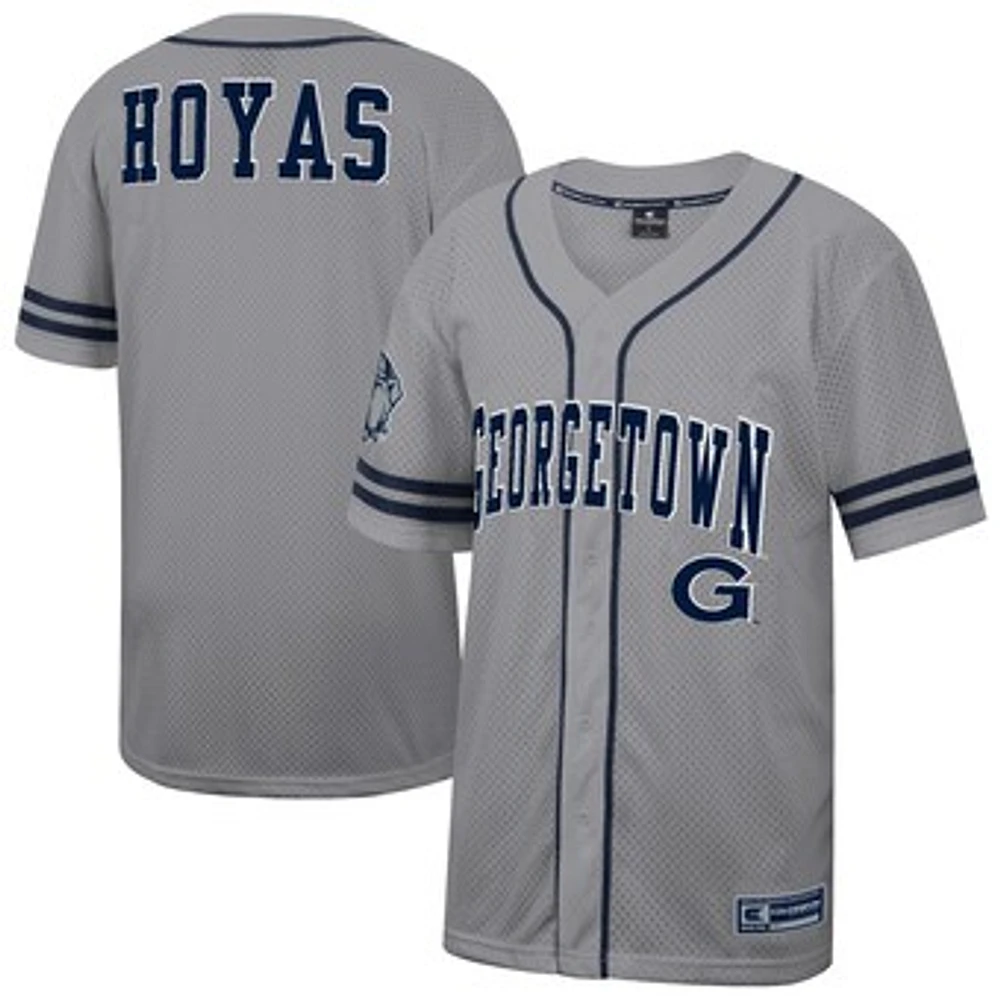 Men's Colosseum Gray Georgetown Hoyas Free Spirited Baseball Jersey