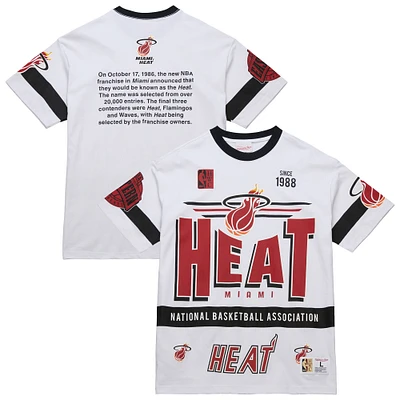 Unisex Mitchell & Ness White Miami Heat Hardwood Classics Vintage Team Origins Premium T-Shirt