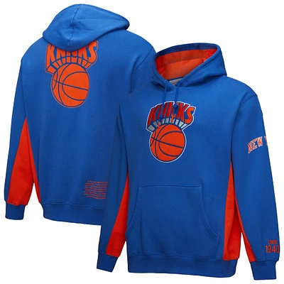 Men's Mitchell & Ness Blue New York Knicks Hardwood Classics Team Origins Fleece Pullover Hoodie