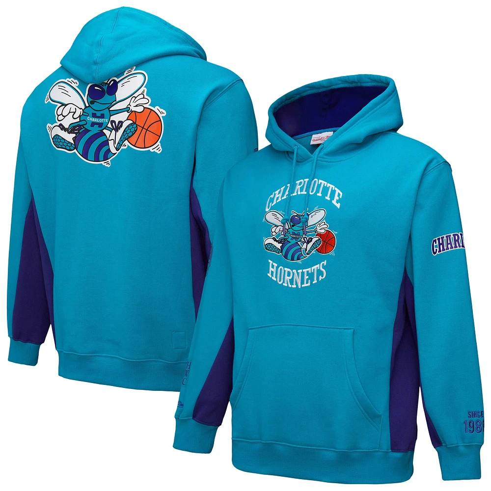 Men's Mitchell & Ness Teal Charlotte Hornets Hardwood Classics Team Origins Fleece Pullover Hoodie