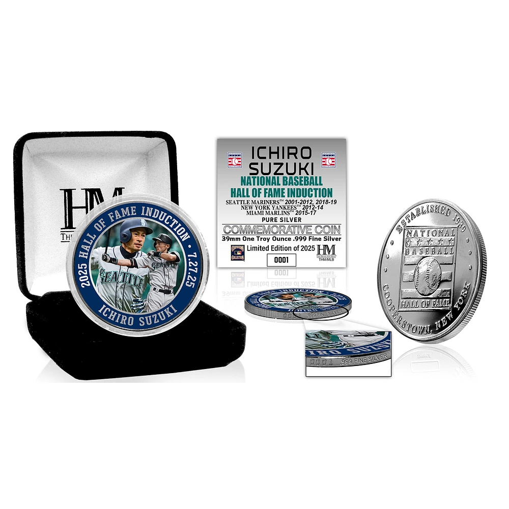 Highland Mint Ichiro Suzuki Seattle Mariners 2025 National Baseball Hall of Fame Fine Silver Coin