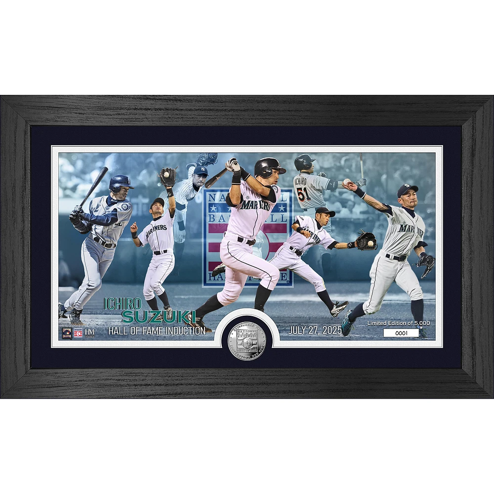 Highland Mint Ichiro Suzuki Seattle Mariners 2025 National Baseball Hall of Fame 12" x 20" Silver Coin Panoramic Photo Mint