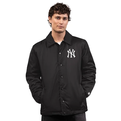 Men's Starter Black New York Yankees Full-Snap Coaches Jacket