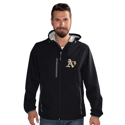 Men's G-III Sports by Carl Banks Black Oakland Athletics Double Play Hooded Lightweight Full-Zip Jacket