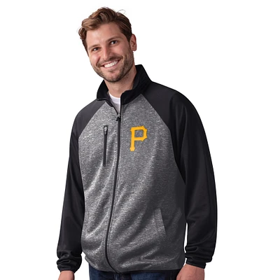 Men's G-III Sports by Carl Banks Black Pittsburgh Pirates Runners Raglan Full-Zip Track Jacket