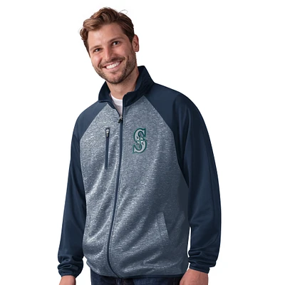 Men's G-III Sports by Carl Banks Navy Seattle Mariners Runners Raglan Full-Zip Track Jacket