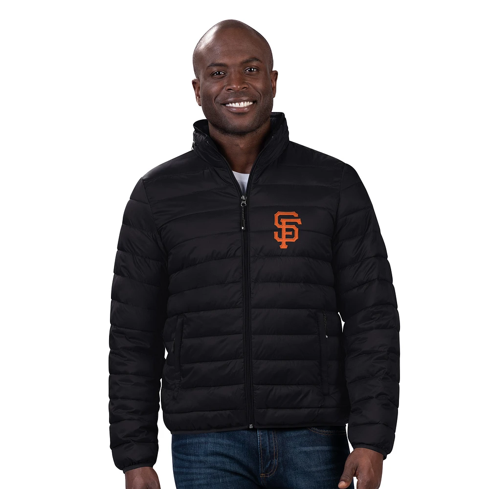 Men's G-III Sports by Carl Banks Black San Francisco Giants Packable Neck Pillow Full-Zip Puffer Jacket