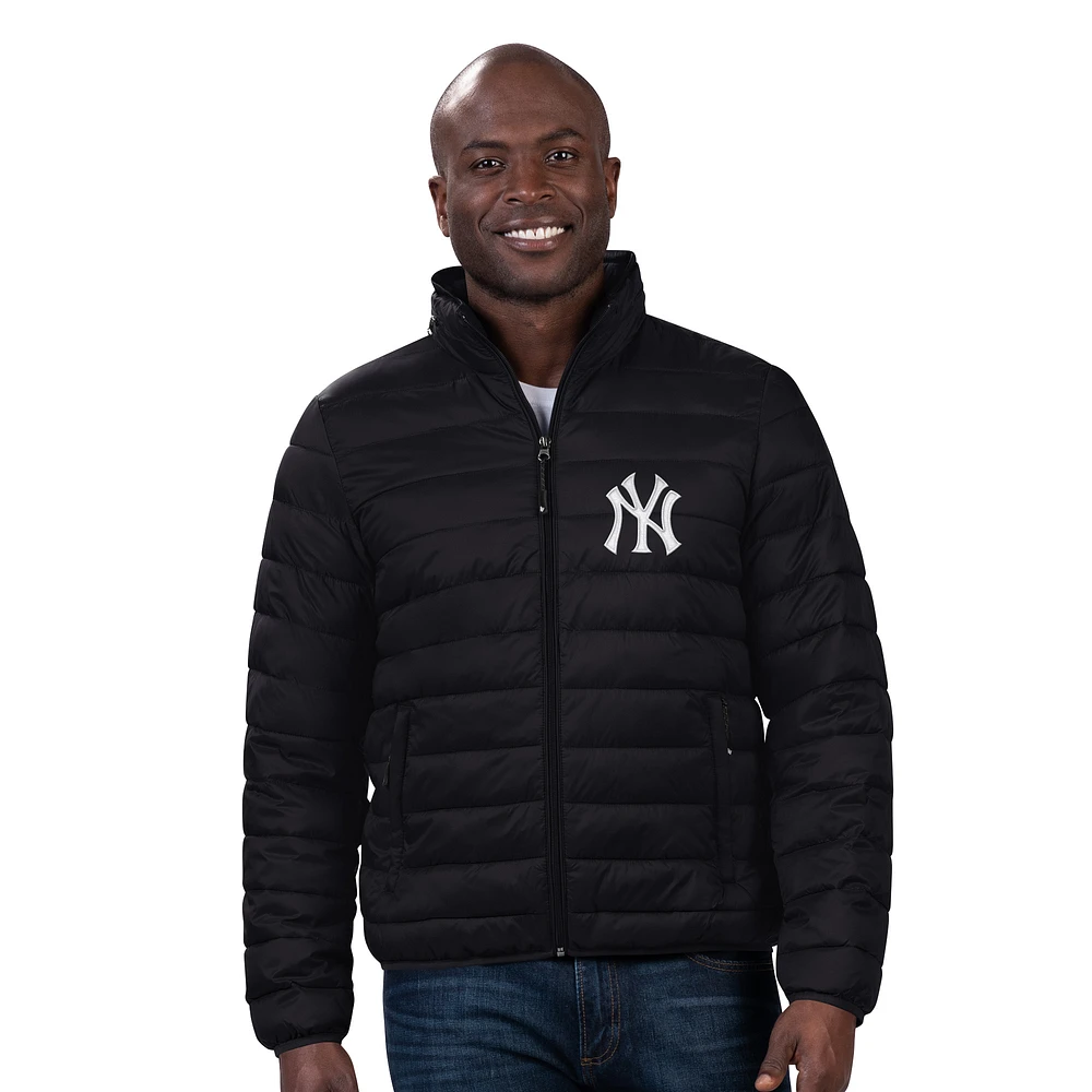 Men's G-III Sports by Carl Banks Black New York Yankees Packable Neck Pillow Full-Zip Puffer Jacket