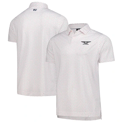 Men's FootJoy White Genesis Invitational ProDry Bounce Print Stretch Pique Polo