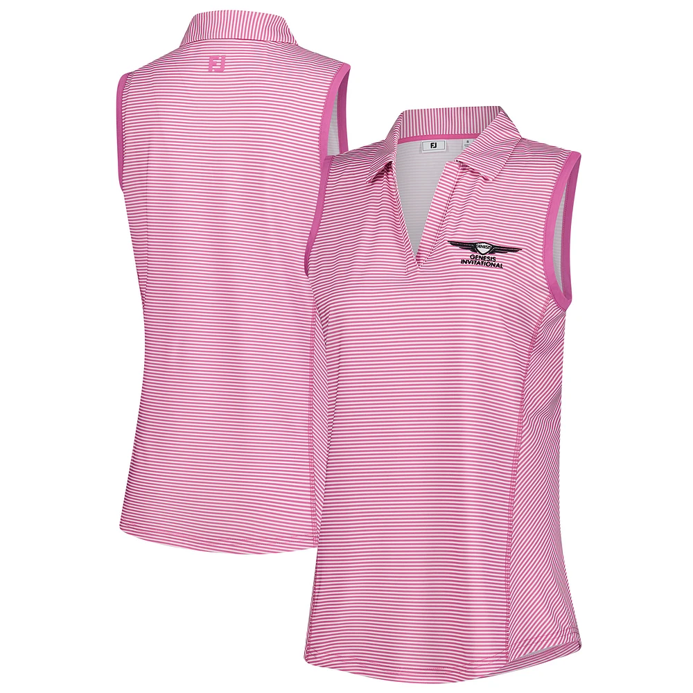 Women's FootJoy Pink Genesis Invitational Stripe Sleeveless Polo