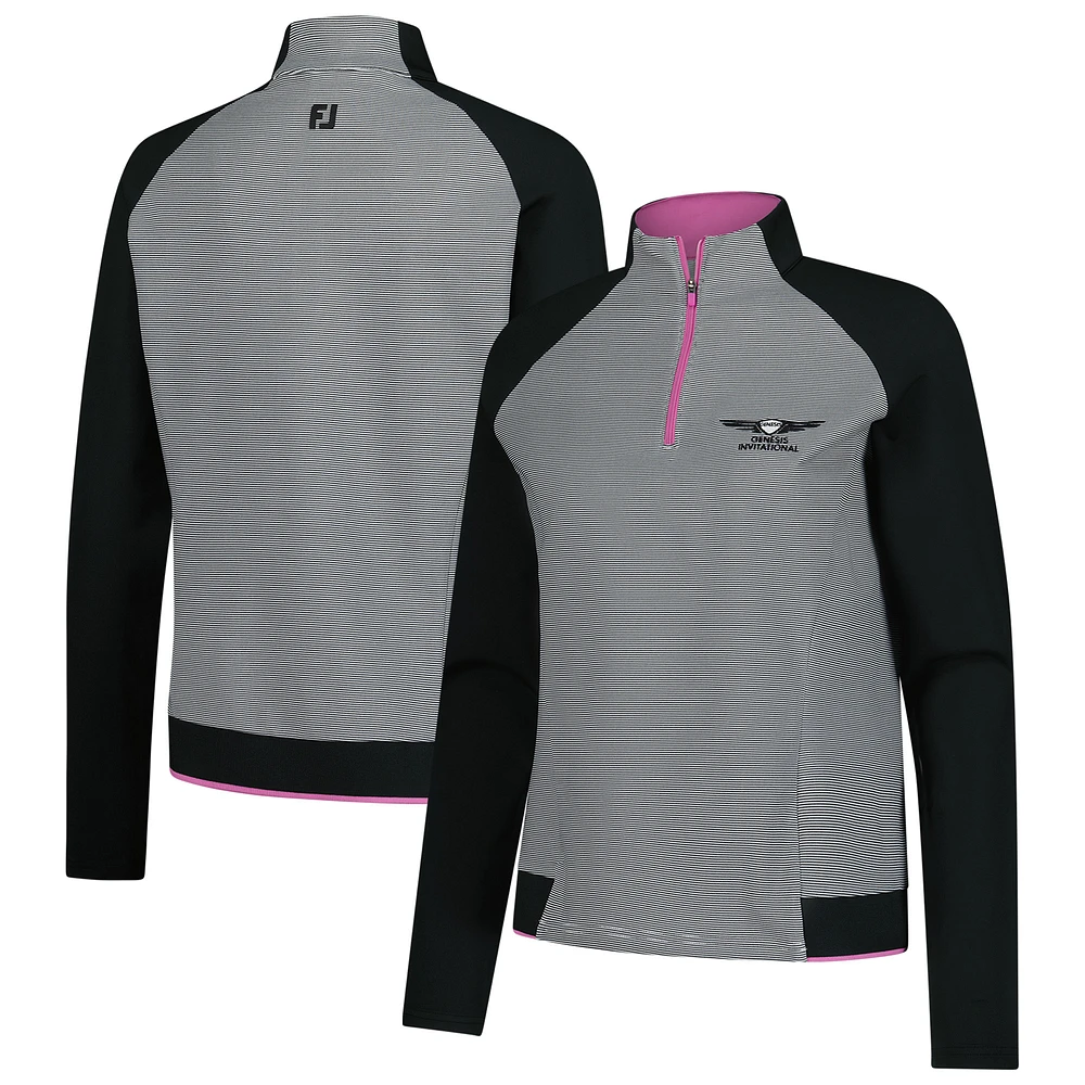 Women's FootJoy Black Genesis Invitational Raglan Quarter-Zip Sweatshirt