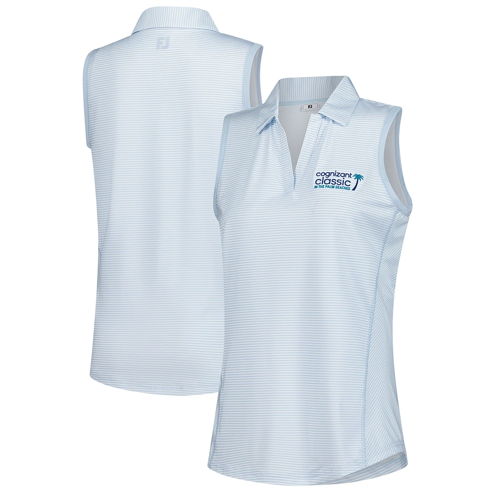 Women's FootJoy Light Blue Cognizant Classic Stripe Sleeveless Polo