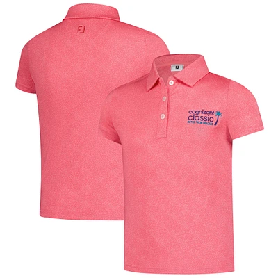 Girl's Youth FootJoy Pink Cognizant Classic ProDry Speckle Short Sleeve Polo