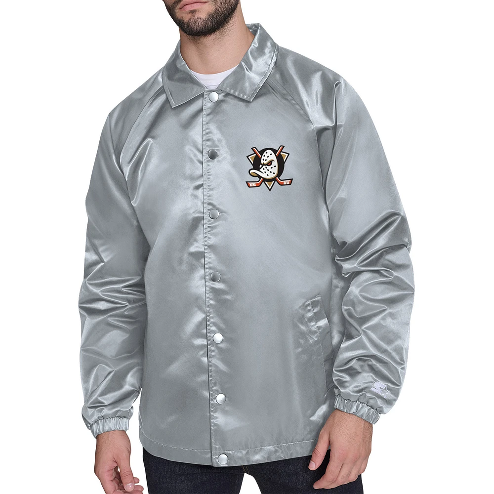 Men's Starter Anaheim Ducks Retro Logo Raglan Coaches Full-Snap Jacket