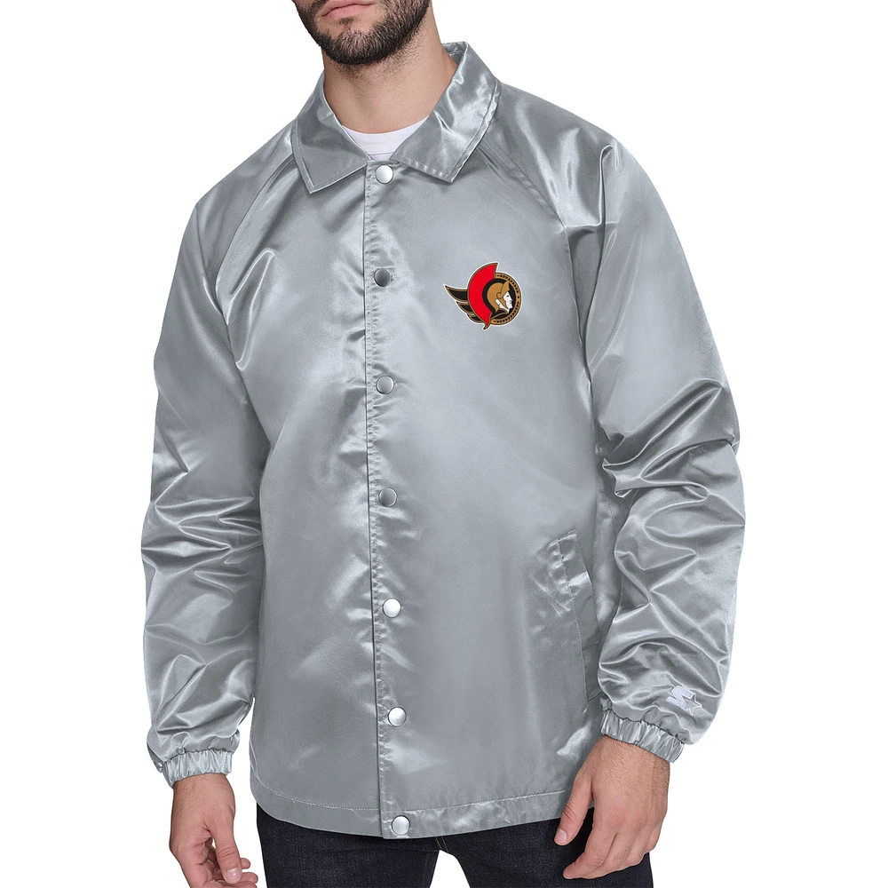 Men's Starter Ottawa Senators Retro Logo Raglan Coaches Full-Snap Jacket