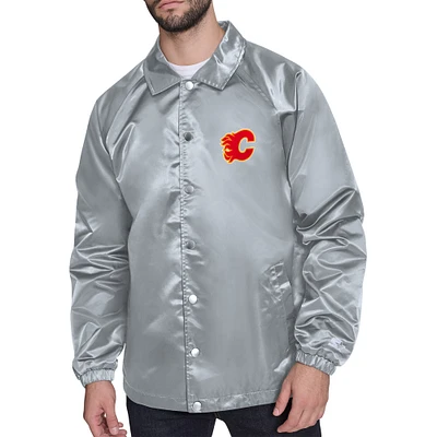 Men's Starter Calgary Flames Retro Logo Raglan Coaches Full-Snap Jacket